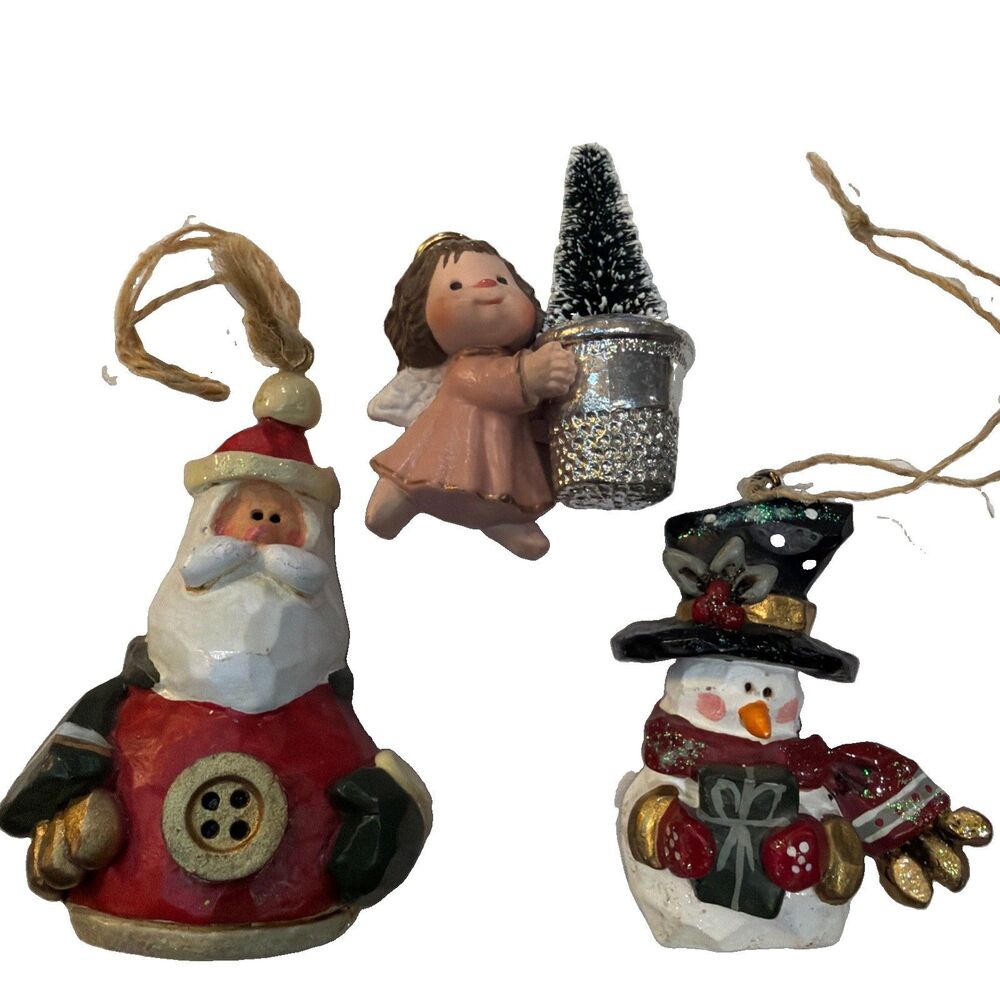 VTG Lot of 3 Kurt Adler Christmas Ornaments Santa Snowman and Baby Girl Angel